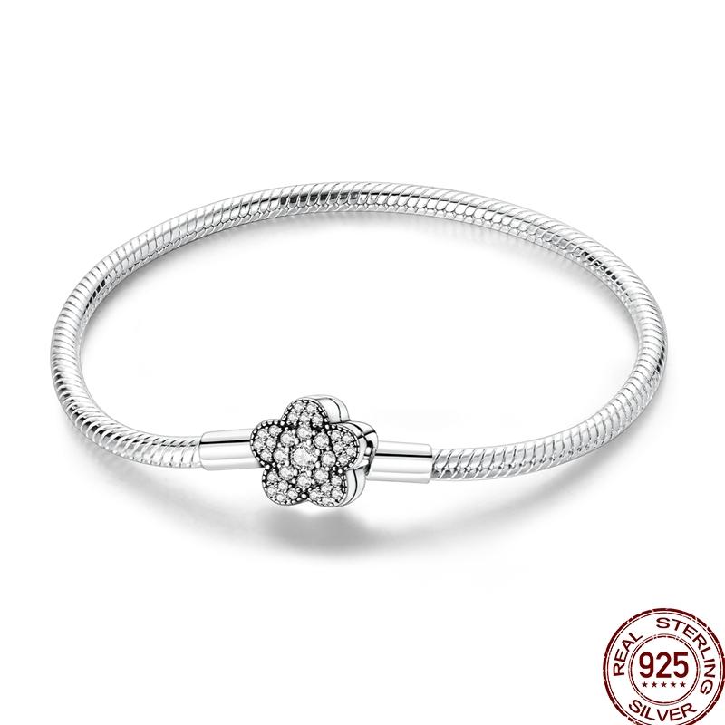 925 Sterling Silver 17-20CM Original Bracelets Heart Moon Sun Clasp Bead Charm Bracelet Fit DIY Charms Beads for Women Jewelrys