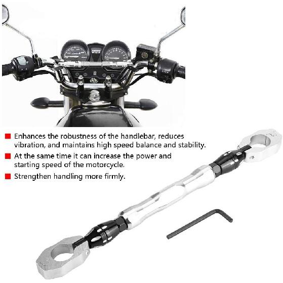 Motorcycle Handlebar Cross Bar, 7/8" 22mm Handlebar Strengthen Lever Bar Adjustable Motorcycle Balance Reinforce Lever (Silver)