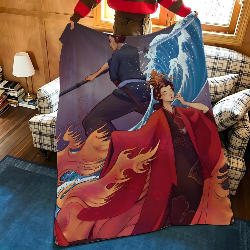 Animation B-Blue E-Eye S-Samurai Throw Flannel Cozy Print Blanket, Portable, Durable Machine Washable Cute Cool