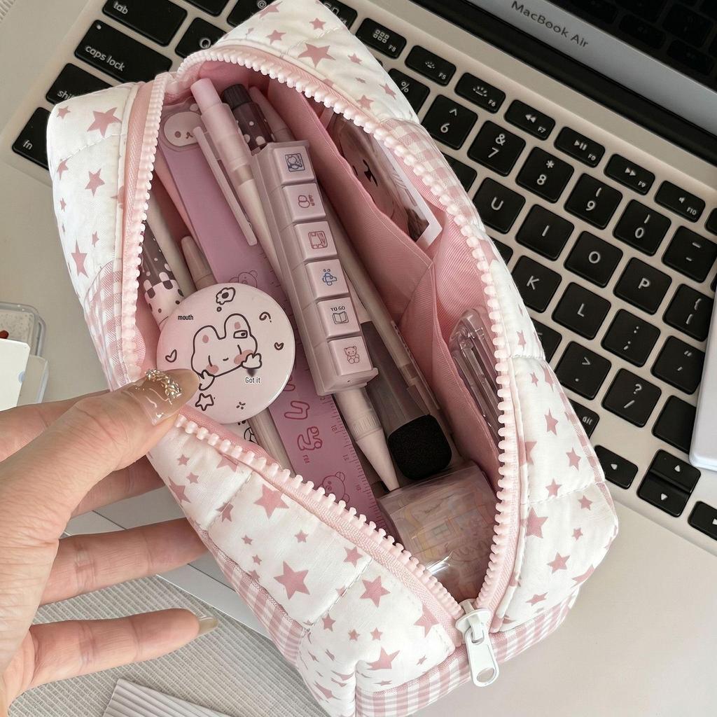 Star Plaid Multi-functional Large Capacity Pencil Case & Toiletry Bag