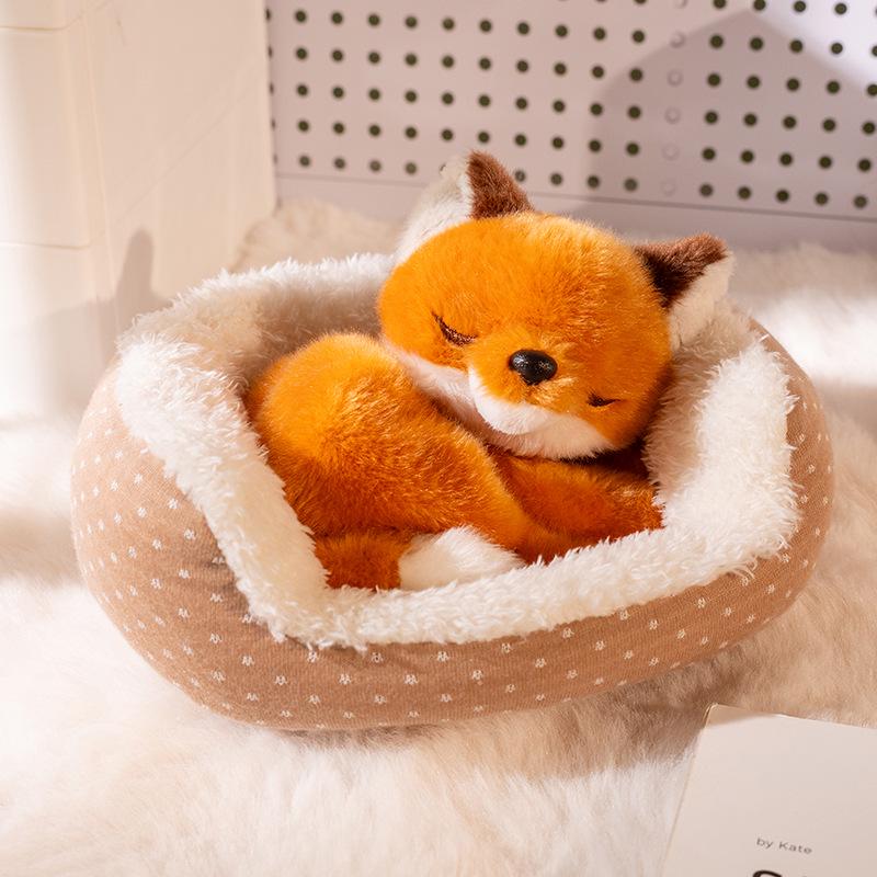 Calico Cat Lamb Nap Nest Plush Toy - Cute and Healing Desk Companion Doll