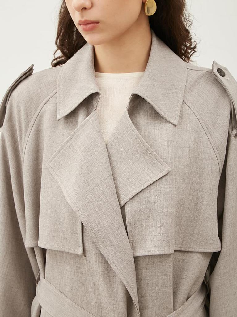 09WFC251086 MIX Trenchcoat mit passendem Gürtel und Schulterklappen [Mira Owen] Damen Leinen-Optik