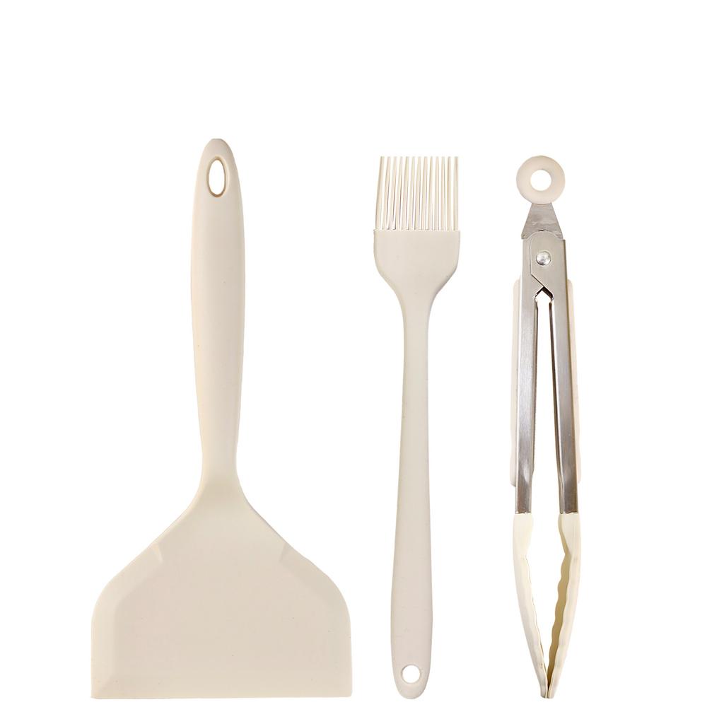 White Non-stick Silicone Spatula Oil Brush Food Clip Cooking Utensils Beef Meat Egg Kitchen Scraper Wide Pizza Cooking Tools