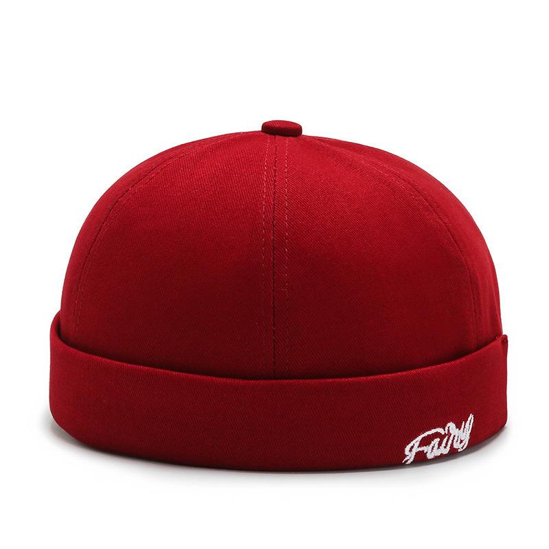 Herren Docker Mütze Schirmlose Mützen Schirmmütze Arbeiter Matrosenmütze Umgeschlagener Rand Retro Beanie Mütze Adjustable red