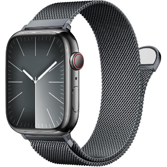 Нержавеющая сталь Миланская петля Совместима с ремешком Apple Watch 46 мм 42 мм 44 мм 45 мм 49 мм для мужчин и женщин, Сетчатая петля Магнитная застежка Замена для