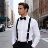 Unisex Bow Tie & Suspenders Set, 3 Clips Adjustable Elastic Braces for Casual & Formal Occasions