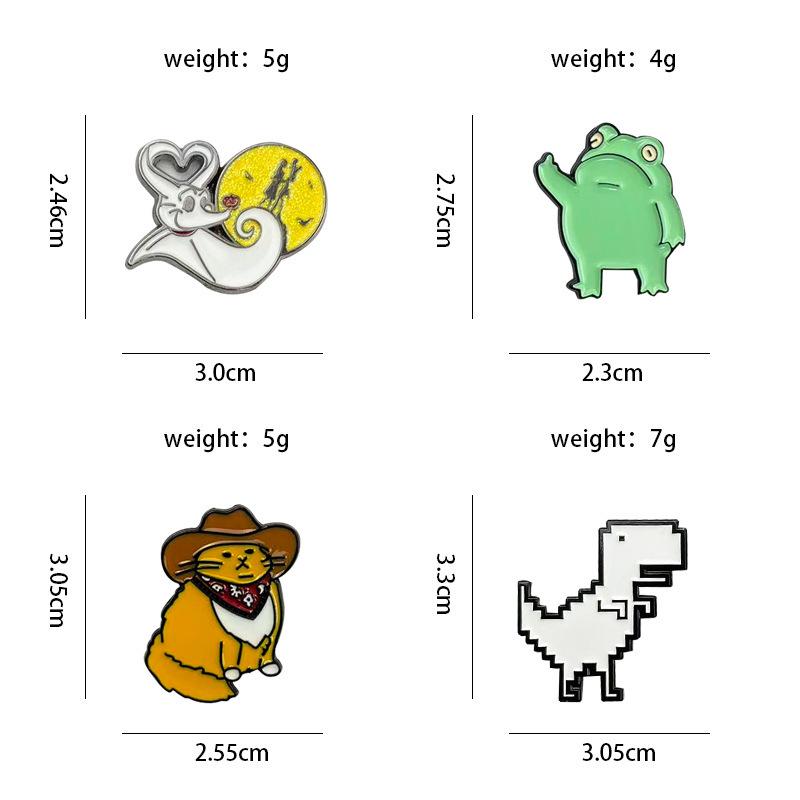 Cute Cartoon Animal Brooch - Denim Cat, Moon Rabbit Metal Badge for Backpacks