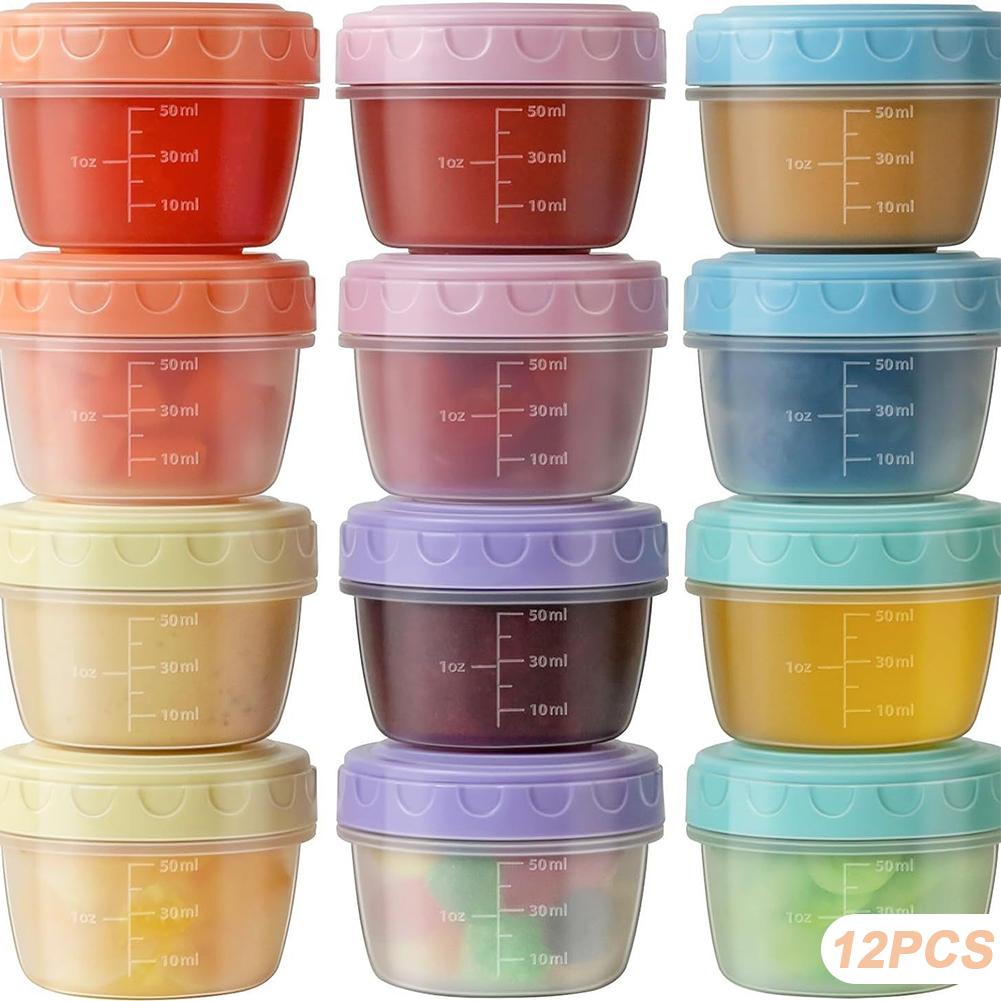 2oz/60ml Wielorazowy Pojemnik na Sos do Sałatki z PP z Pokrywkami Szczelny na Kemping Wędrówki Piknik Zewnętrzny Dozownik Sosu