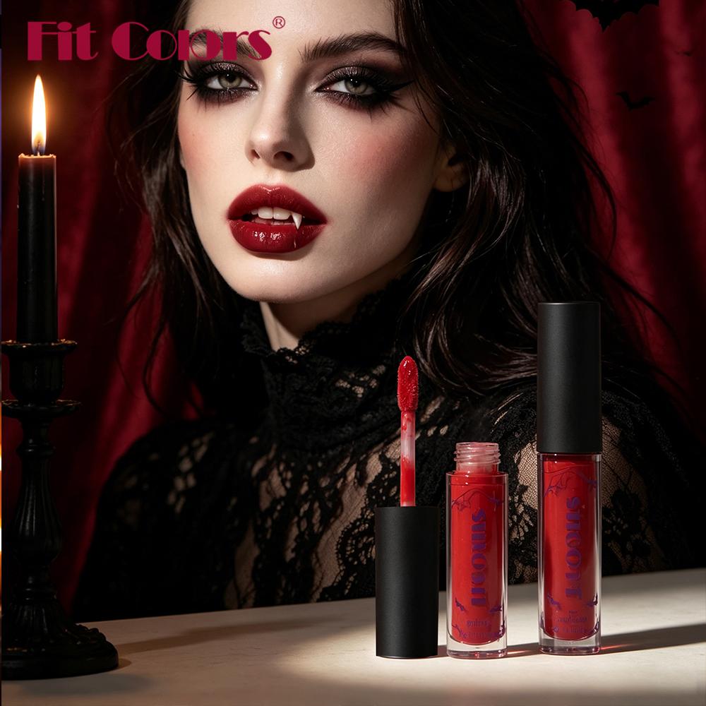 Fit Colors Matte Lip Gloss Set 6 Pcs Waterproof Long Lasting Liquid Lipstick Vivid Bold Colors Halloween Gothic Makeup Lip Tint Cosmetics