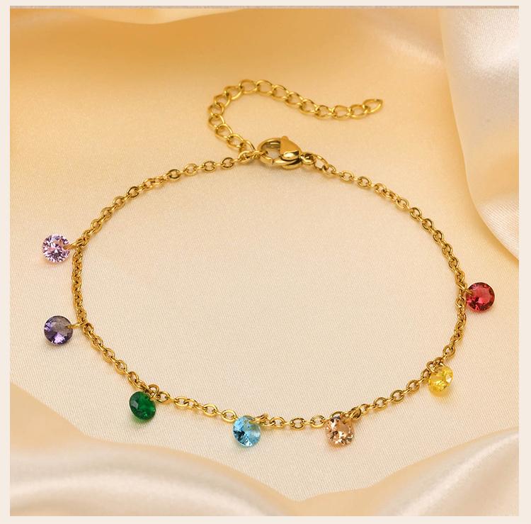 Charms Cubic Zirconia Anklet Bracelet On Leg for Women, Summer CZ Foot Chain, Elegant Delicate Beach Holiday Gift
