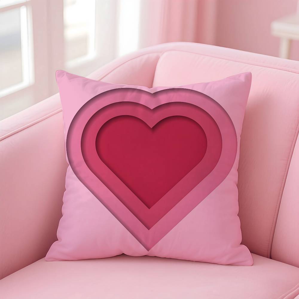 Home Decor Love-Themed Heart-Shaped Digital Print Pillowcases Pattern Cushion Cover Suitable For Sofa Bedroom Car Pillow Cover