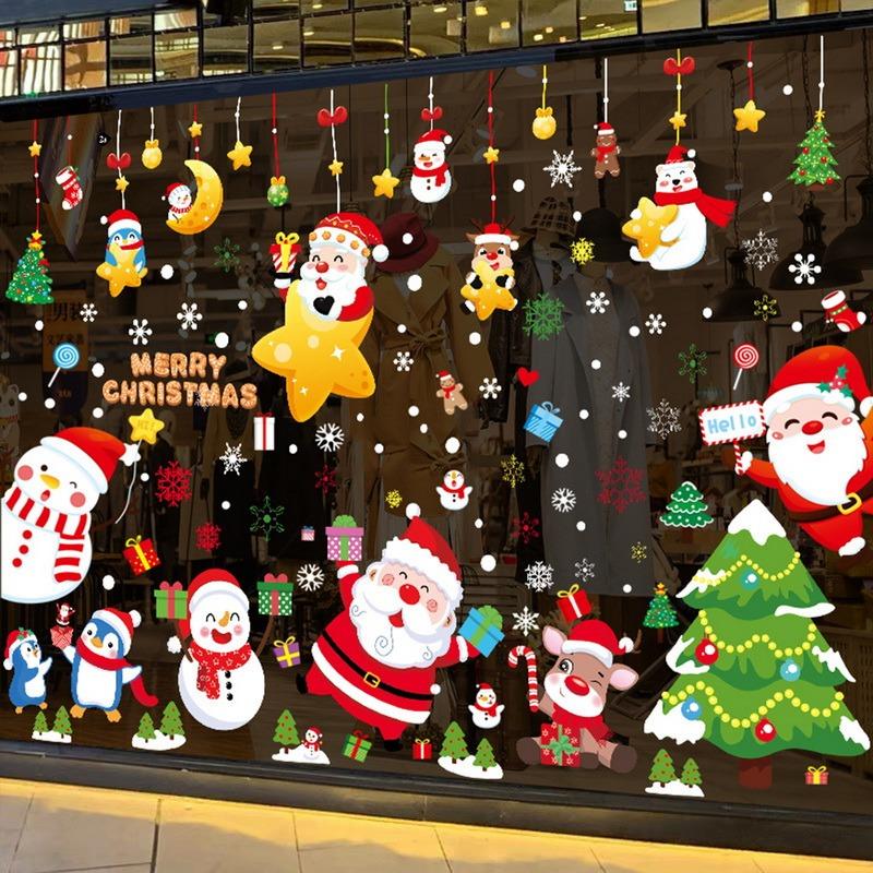 

Новые рождественские украшения, наклейки на окна, подарки Санта-Клауса, наклейка на зеркало, рождественская елка, наклейка на оконное стекло, Новый год 2023