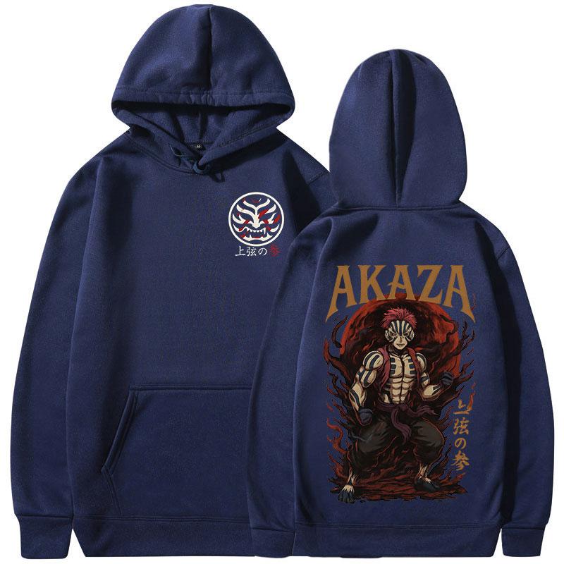 Akaza Anime Hoodies Japanese Manga Graphic Print Sweatshirts Men Women Casual Oversized Long Sleeves Fleece Pullovers Streetwear