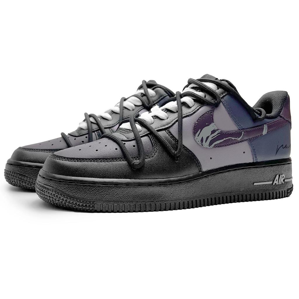 Nike Air Force 1 Slip Resistant Abrasion Resistant Low top Skateboard Shoes Unisex Black Purple CW2288-001(Team285-)