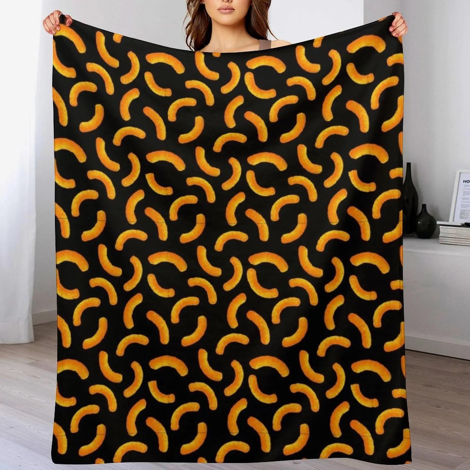 

Cheese Puffs Black Throw Blanket Fluffy Cozy Throw Blanket for Home Decor 102x76cm(40x30in)