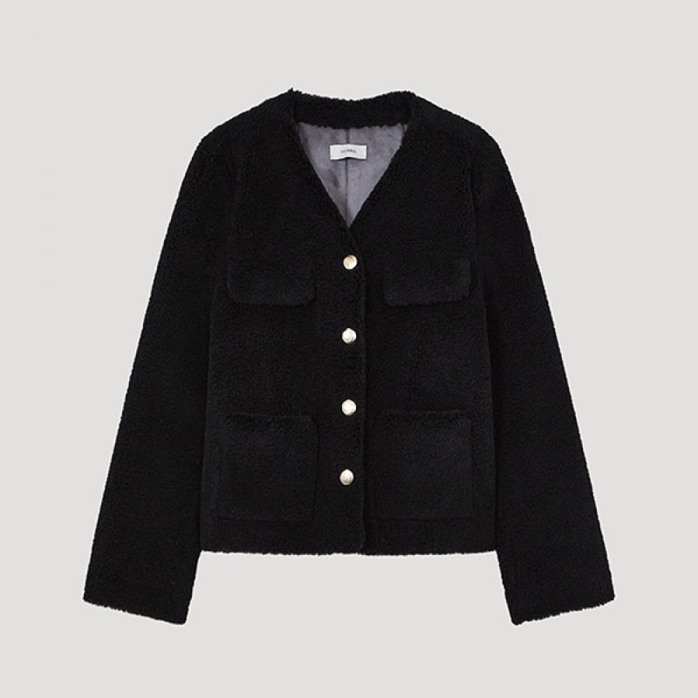 

She S miSS Eco Fur V Neck Jacket Swujko42080 Dn DARK NAVY/77