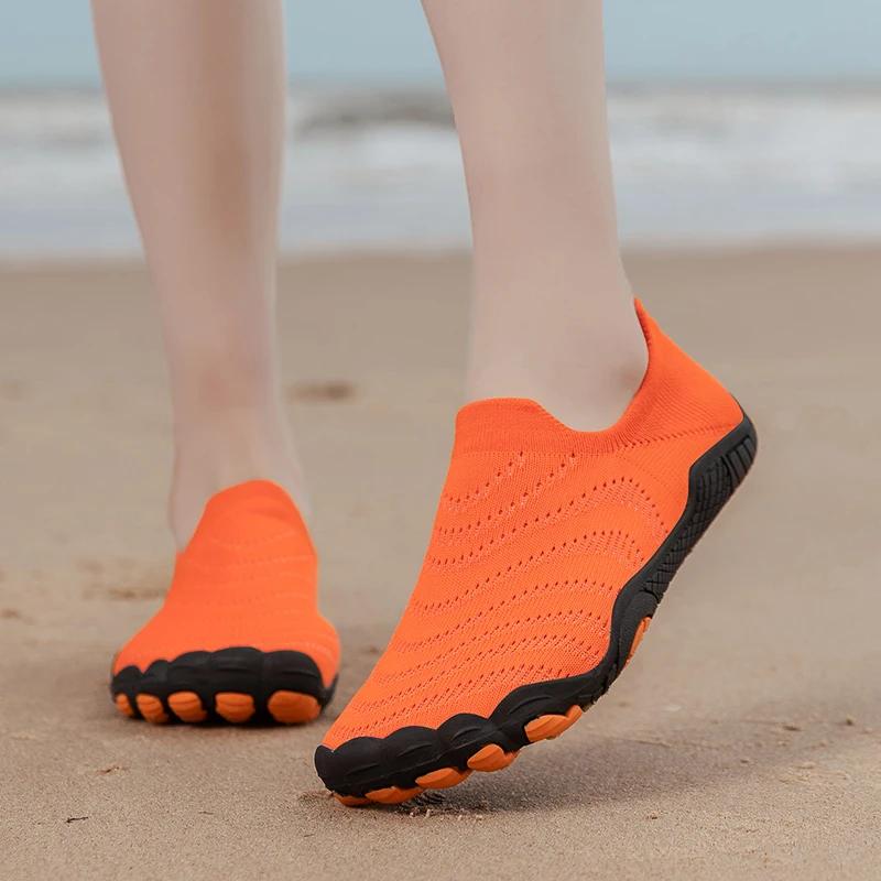 Rychleschnoucí plážové barefoot boty venku přímořské sporty tenisky potápění ponožky muži ženy protiskluzové plavání pantofle brodění
