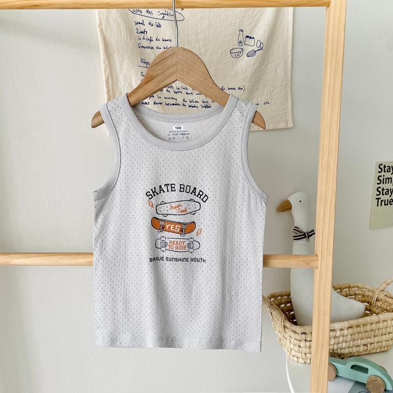 Boys pure cotton vest summer children's mesh hurdle girl baby sling little boy summer middle and older children's vest