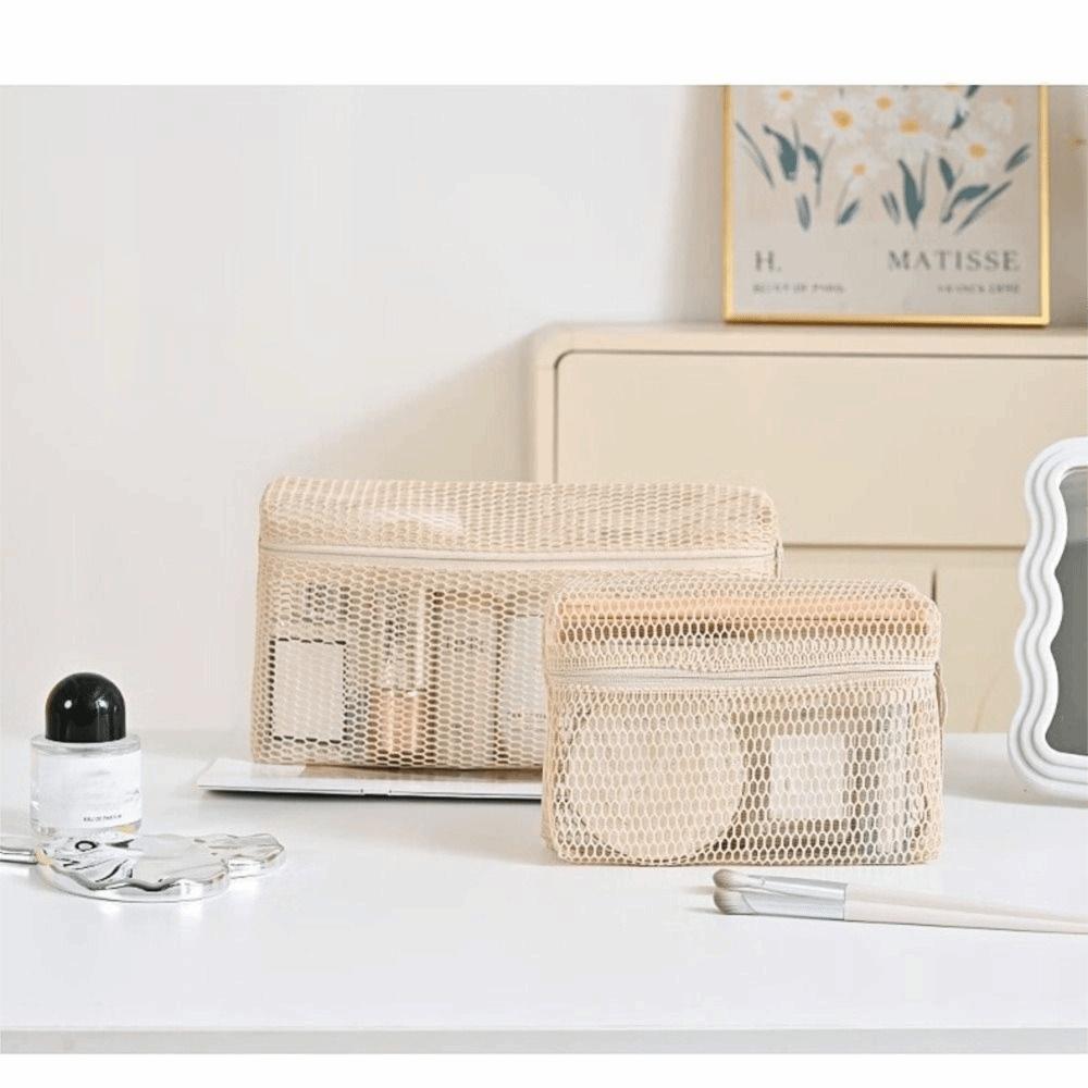 Zipper Mesh Makeup Storage Bag Handheld Multifunctional Mesh Clothing Bag  Travel
