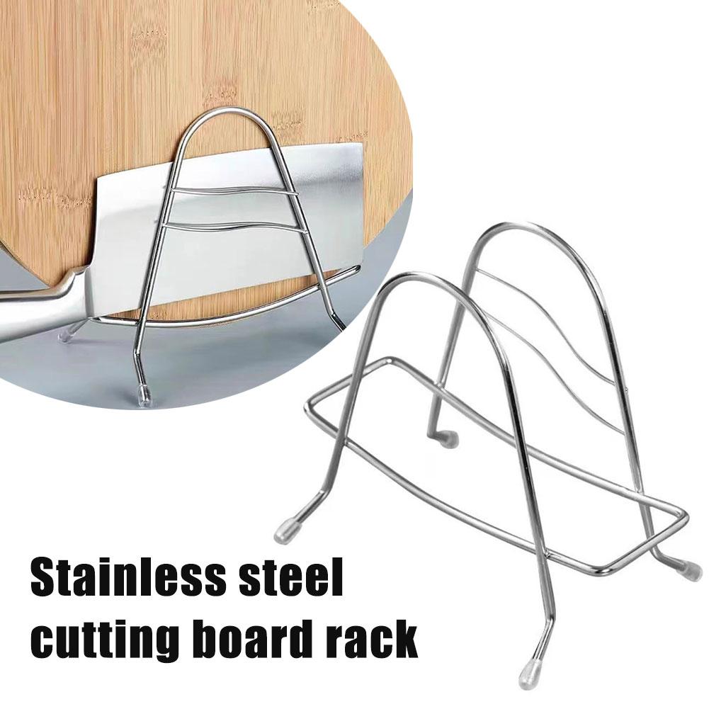 Kitchen Shelf Stainless Steel Cutting Board Holder Lid Pan Dish Stand Organizer Cover Organizer Kitchen Rack Rack Pot Stora G5I1