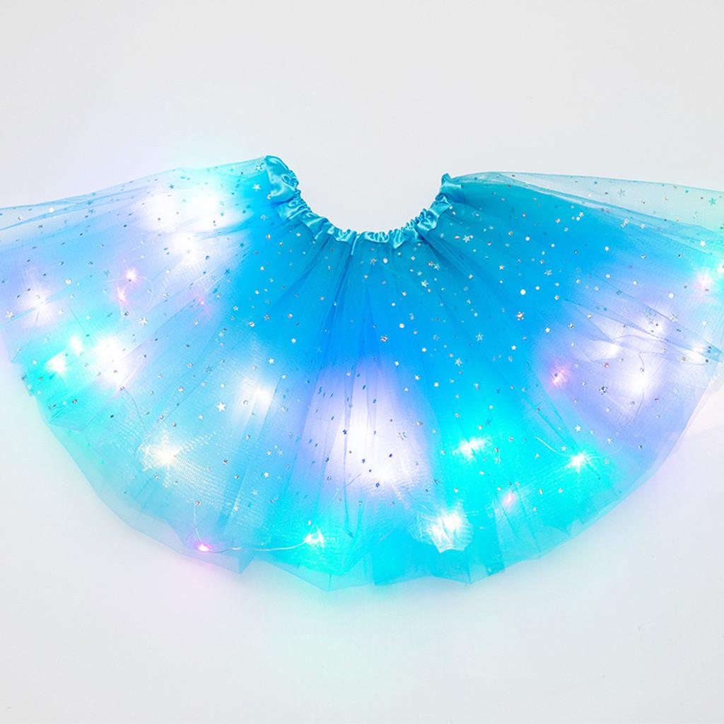 Kids Girls Baby Sequin Skirt LED Light Up Pettiskirt Clothes