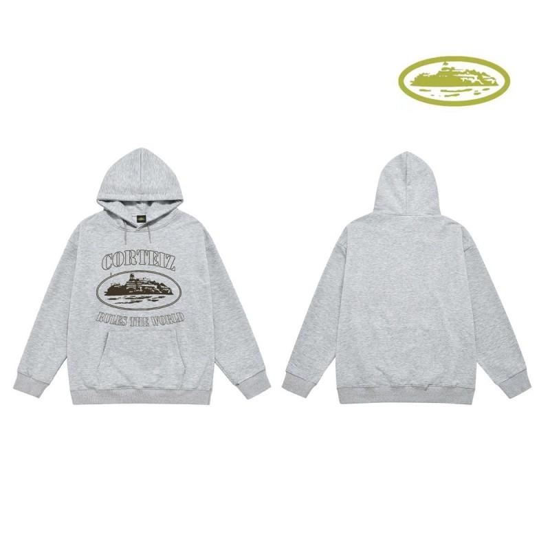 CORT Alcatraz Distressed Hoodie Men Streetwear Loose Fit Couple Sweatshirt Winter