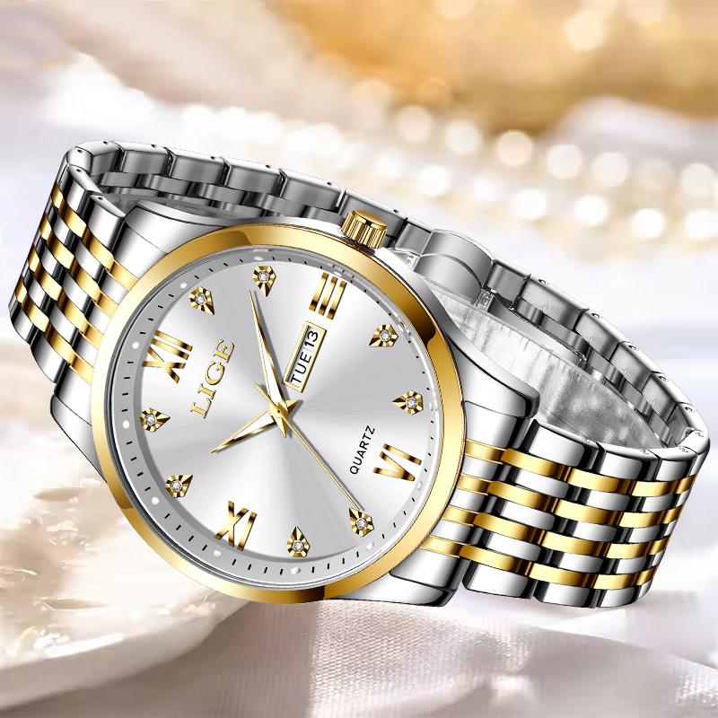 Fashion Retro Diamond Dial Casual Watches Round Stainless Steel Waterproof Luminous Clock Quartz Wristwatch for Women Gift