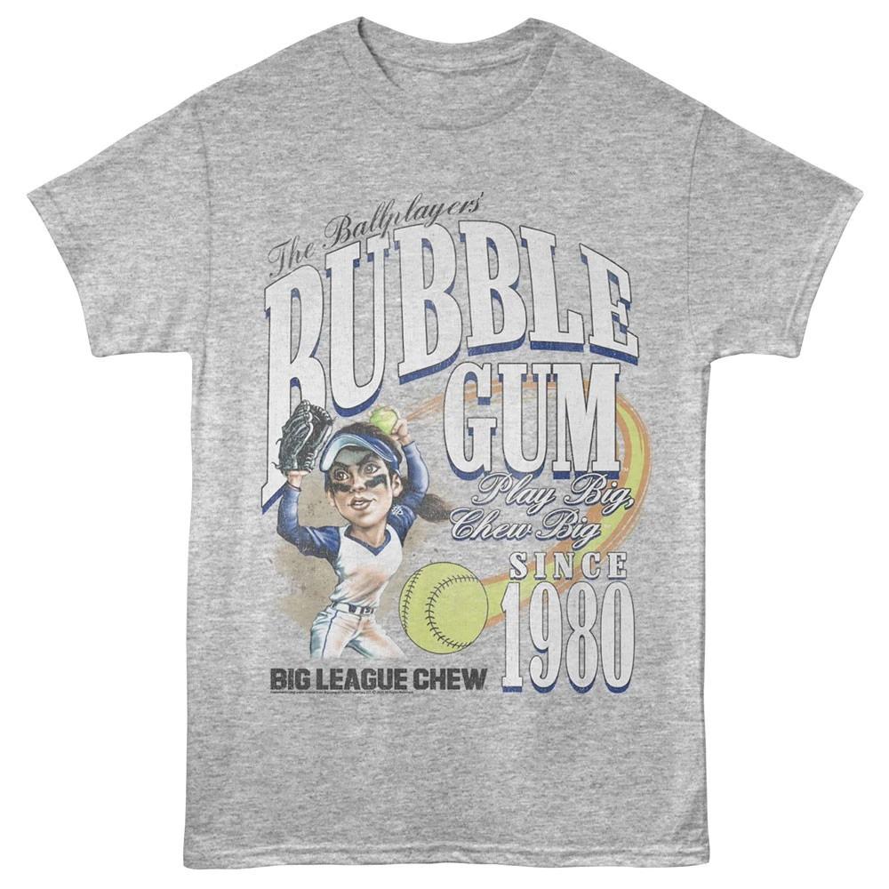Big League Chew Bubble Gum Since 1980 Blue Uniform Softball Player Men s T shirt L