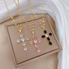 Cross Zircon Light Luxury Temperament Gorgeous Full Diamond Necklace Female Versatile Collarbone Chain Titanium Steel Chain