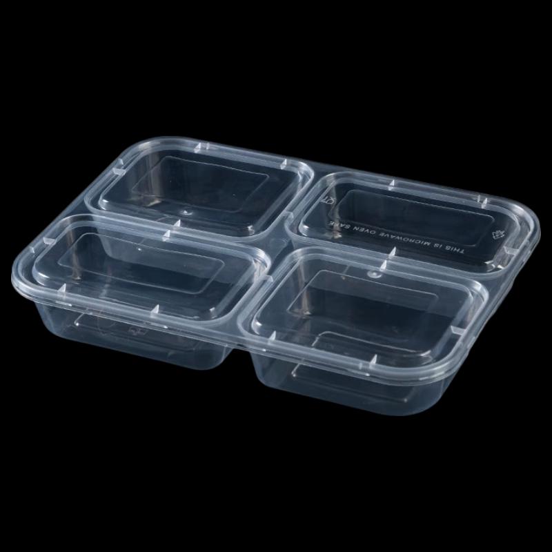 Disposable 4-Compartment PP Food Containers