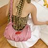 Fresh Color Plaid Dumpling Bag Korean Style Pleated Shoulder Bag Casual Bowknot Tote Bag  Students