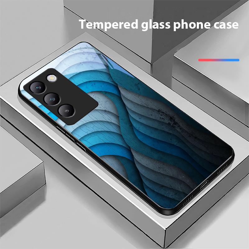 Bunte Elemente Für Y72 33S 11 03 36 96 Lite 35 16 Iqoo 12 V40 SE 5G 29 40 21 30 X80 Pro Vivo Gehärtetes Glas Handyhülle Schwarz