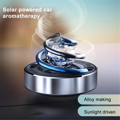 Solar Powered Car Air Freshener Rotatable Spiral Rhinestone Long Lasting Fragrance Alloy Auto Aromatherapy Diffuser Ornament Car Interior Accessories