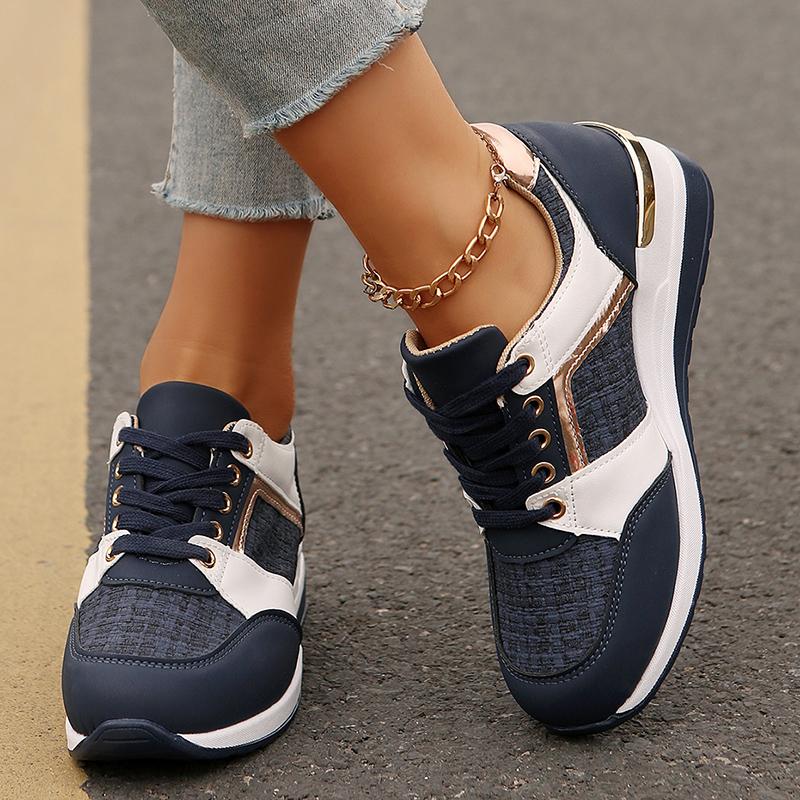 Women's Fashion Wedge Sneakers Contrast Color Height Increasing Sports Shoes Woman Casual Lightweight Walking Trainers Plus Size