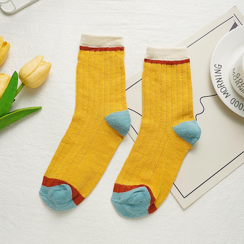 5 Pairs Women's Korean Harajuku Style Breathable Socks Mid-tube Colorful Socks