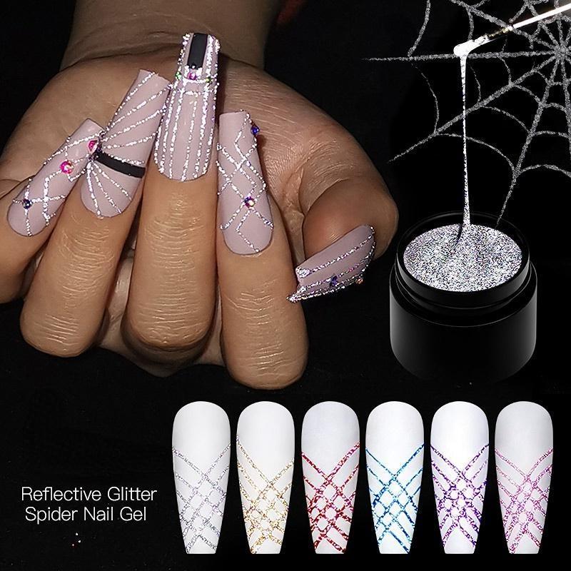 MEET ACROSS 1Pc Spider Web Gel Nail Polish Creative Colorful Painting Gel Nail Polish DIY Nail Art Design Pull Silk Line Gel Lacquer