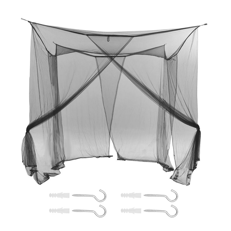 

M-Modern-4-Corner Bed Netting Canopy Mosquito Net For Queen/King Sized Bed 190X210x240cm (Black)