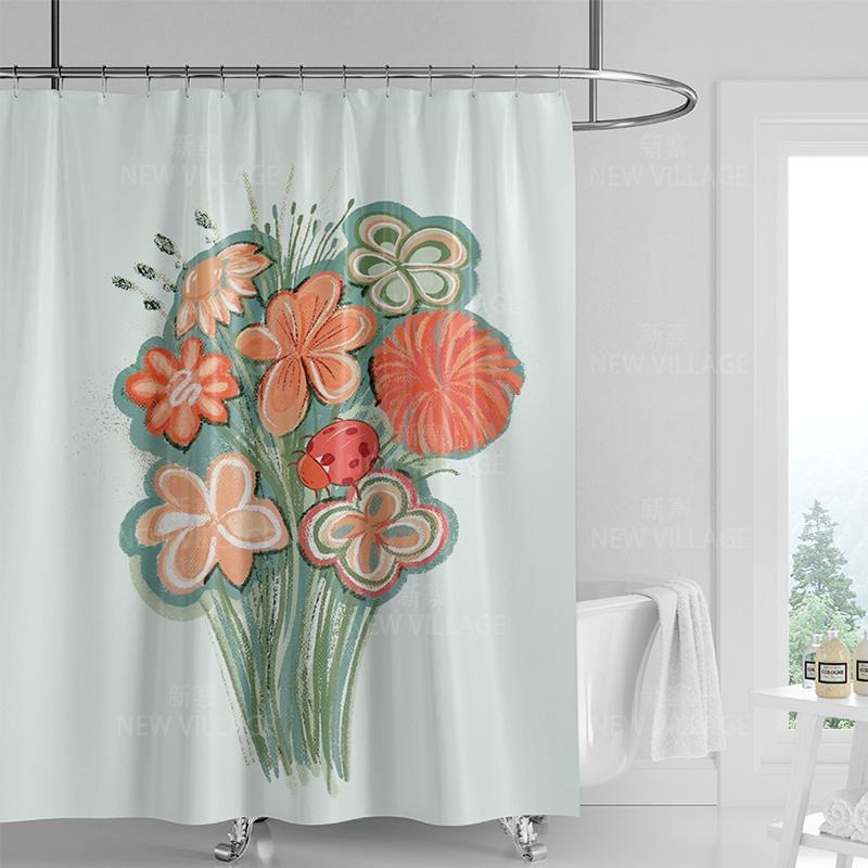 

Tropical plant shower curtain, bathroom bathtub waterproof shower curtain, house decoration 180x200cm bathroom curtain 90x180cm