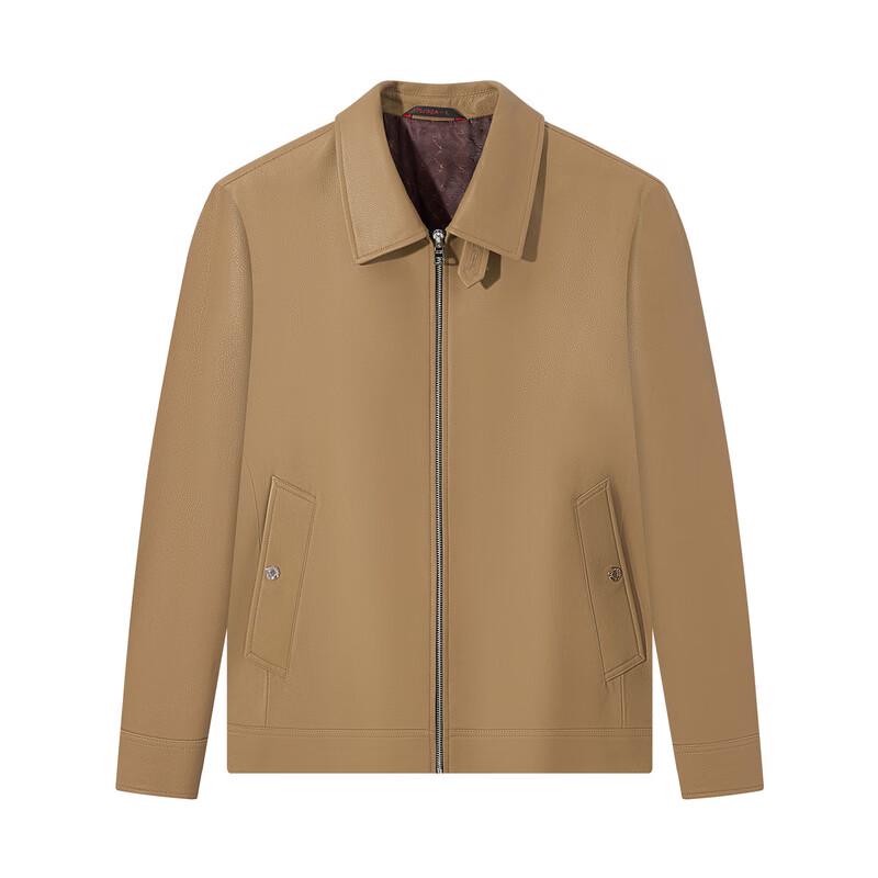 Qipai Men's Genuine Sheepskin Lapel Jacket