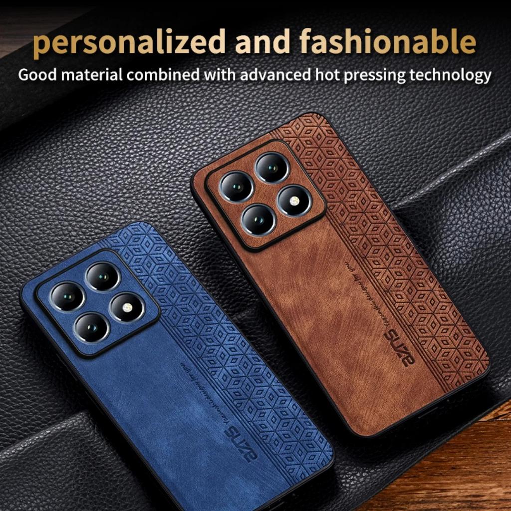 Luxury Sheepskin Leather Case for Xiaomi 14T Pro Poco C75 14C 4G Silicone Protect Shockproof Cover for Xiaomi 14T 14R 5G Funda