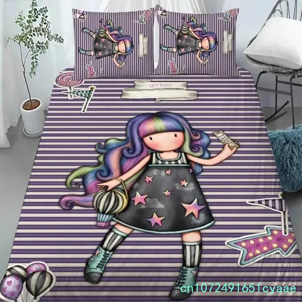 Santoro Gorjuss Anime Bella Ragazza Set Biancheria da Letto Camera da Letto Morbido Moderno Copriletto Copripiumino CopertaFedera