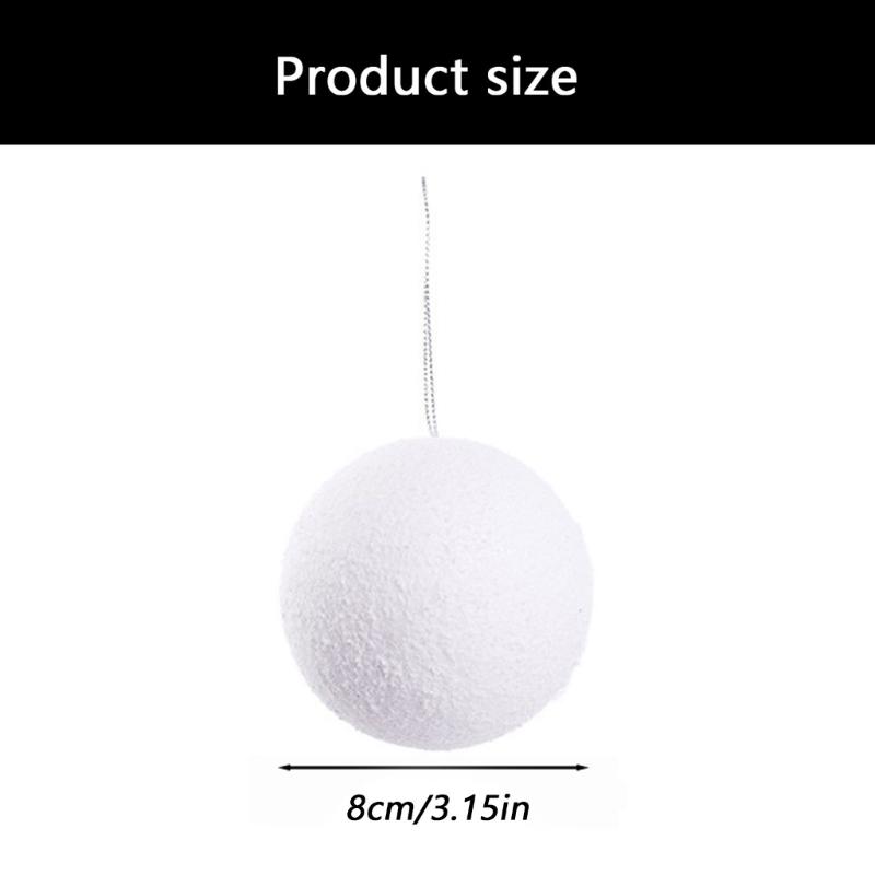 6Pcs White Foam Holiday Decorations Decorative Shatterproof Christmas Tree Ornament For Festival Home Decoration