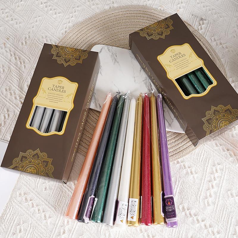 Europejski Świecznik Słupkowy Kolacja przy Świecach Czerwony Czarny Perłowy Srebrny Złoty Ślub Modlitwa Oświetlenie Domowe Ślub Świeca Długi Słup