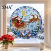 PVC Christmas Window Decoration Santa Sleigh Suncatcher Cling, Stained Glass Style Static Sun Catcher Decal Sticker, Rainbow Film Xmas Decor for Home