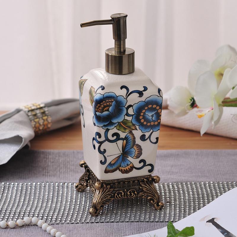

Креативна керамічна пляшка для лосьйону з квітковим візерунком і ефектом кракелюру, дозатор для шампуню, гелю для душу, мила, аксесуари для ванної кімнати