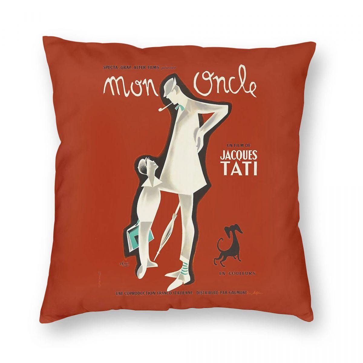 Mon Oncle Jacques Tati Square Pillowcase Polyester Linen Velvet Printed Zip Decor Sofa Cushion Cover 45X45 Peach skin 18*18(CM)-1Pcs