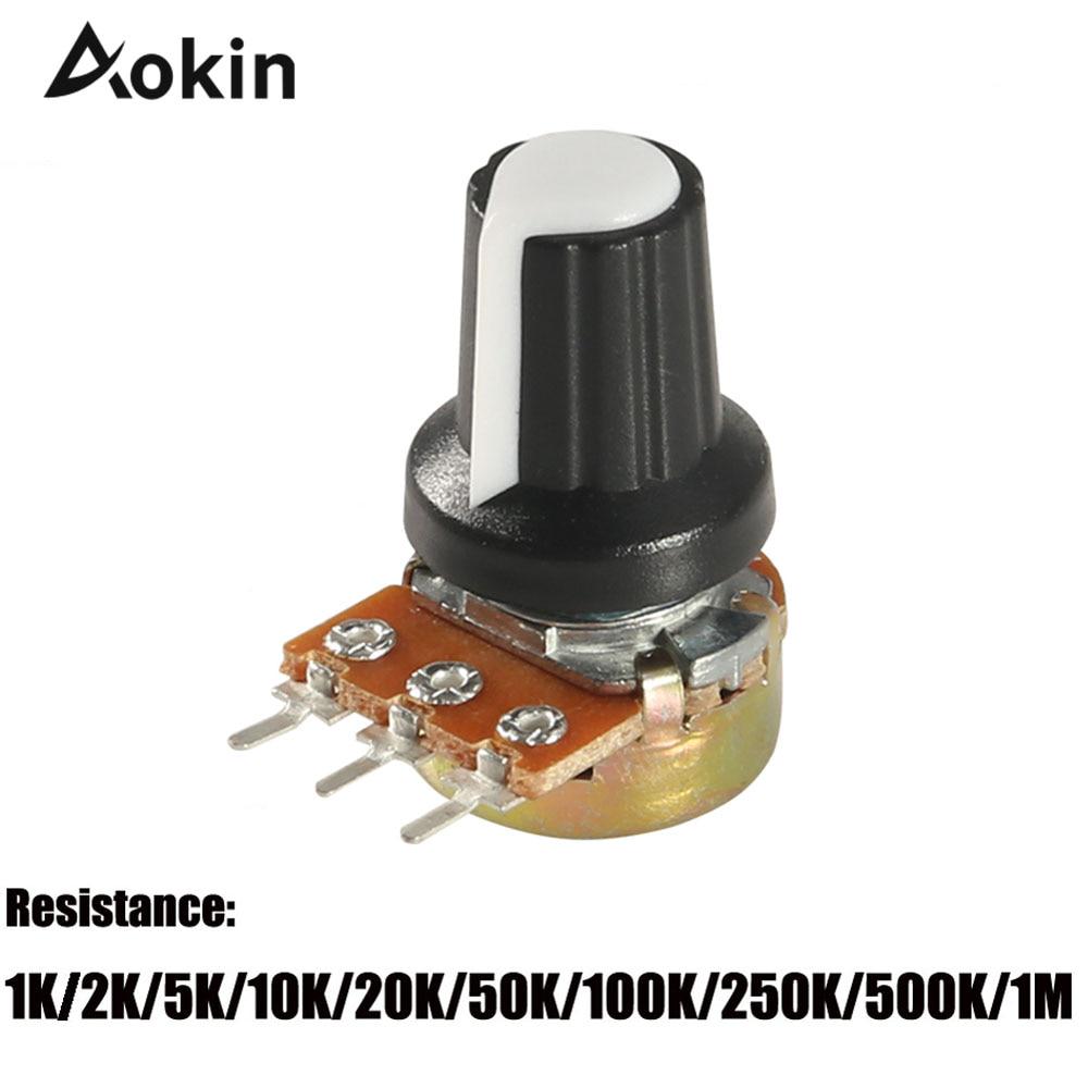 100 x B100K 100K Ohm Linear Taper Rotary Potentiometer Pot 15mm Shaft Handle