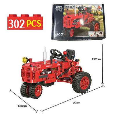 Pilsētas Klasiskais Vecmodīgais Traktora Automašīnas Celtniecības Bloku Staigājošais Traktora Kravas Auto Ķieģeļu DIY Rotaļlietas Bērniem Zēniem