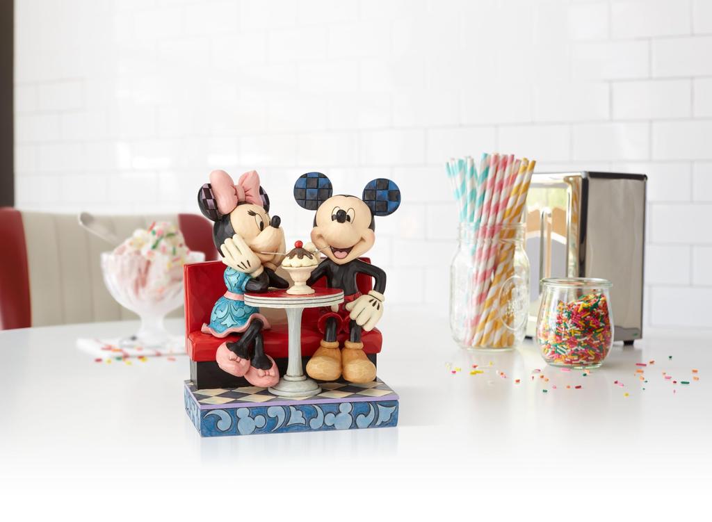 Enesco Disney Traditions by Jim Shore Mickey and Minnie Mouse Soda Shop Figurine, 6.25 Inch, Multicolor