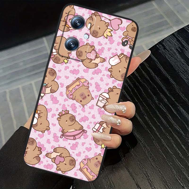 Cartoon Anime Capibala Art For OPPO Reno 5 6 7 A96 A40 A58 Realme GT A74 A78 Neo2 A74 A78 Find X5 X3 X7 X8 Black Phone Case